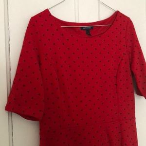 Red with black polka dotted Lands End Dress